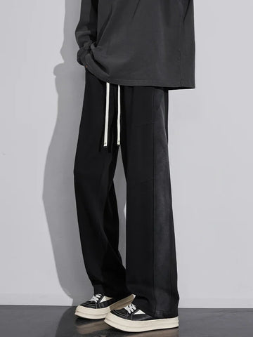 Riolio New Men's Fashion Baggy Straight Casual Pants Classic Solid Color Streetwear Sweatpants Wide Leg Trousers Male Trendy Brand